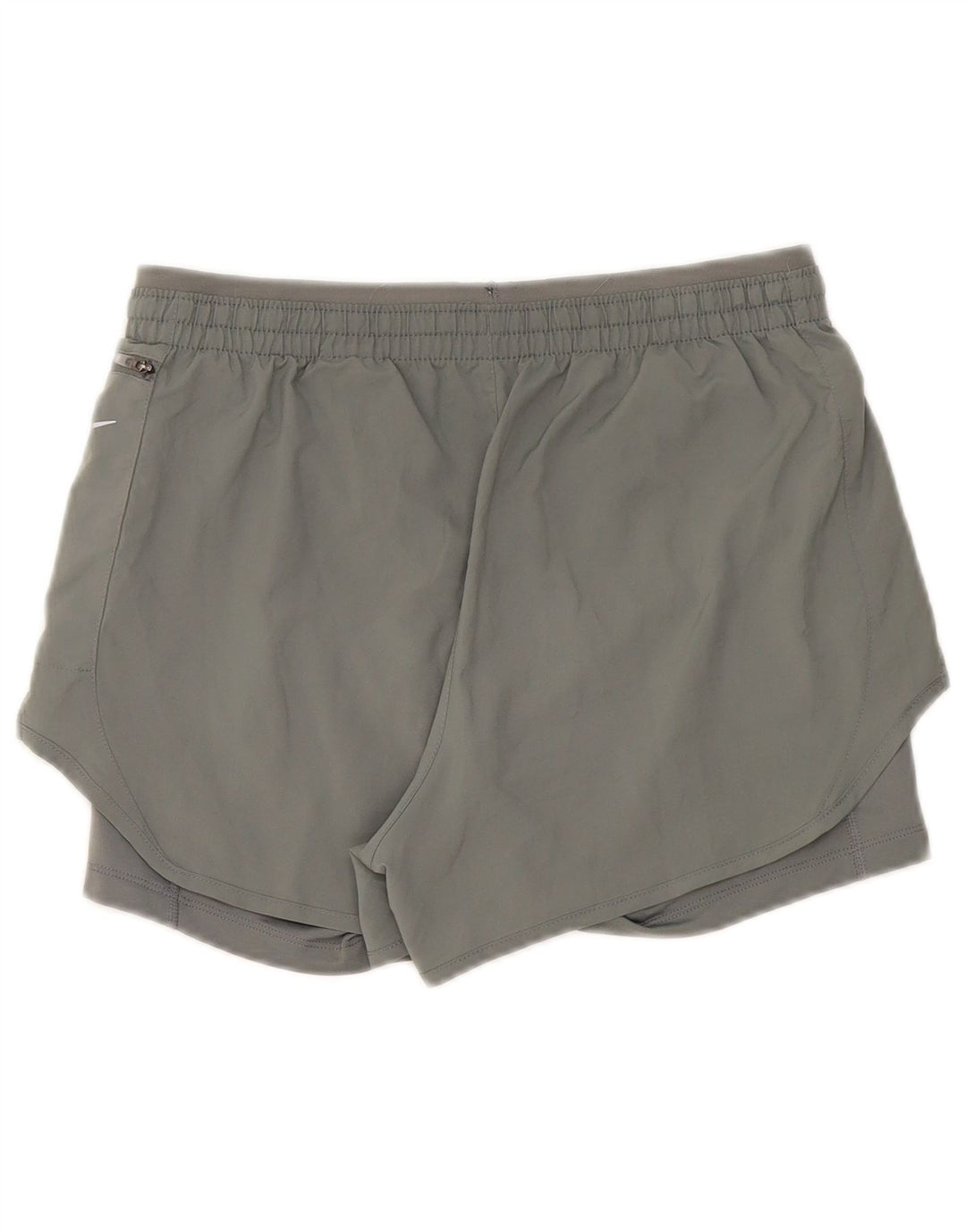 Shorts esportivos femininos Nike Dri Fit UK 14 poliéster cinza médio