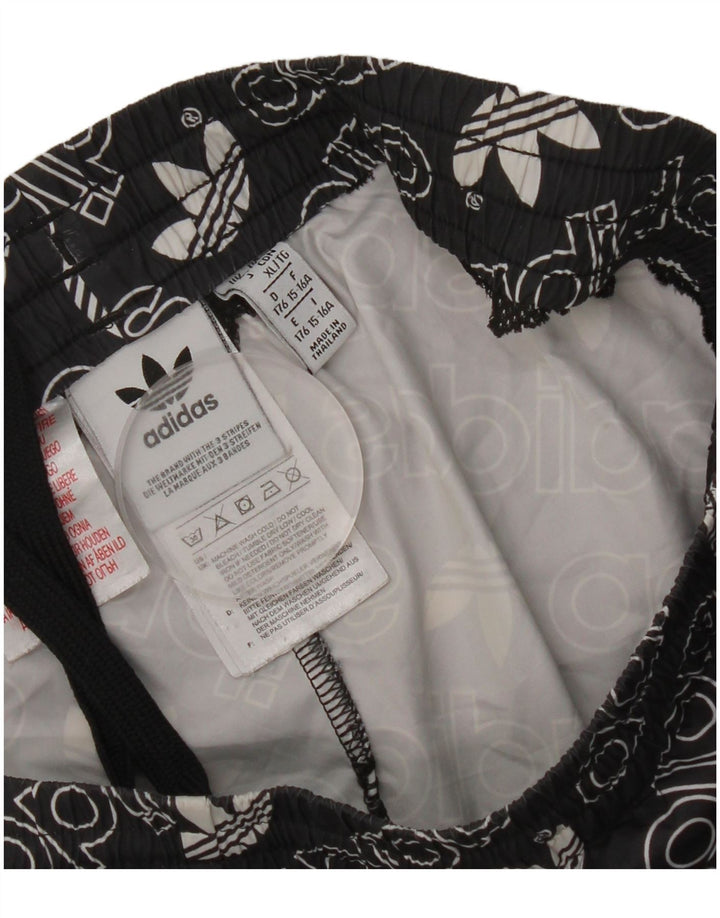 Shorts esportivos gráficos Adidas meninos 15-16 anos preto poliéster
