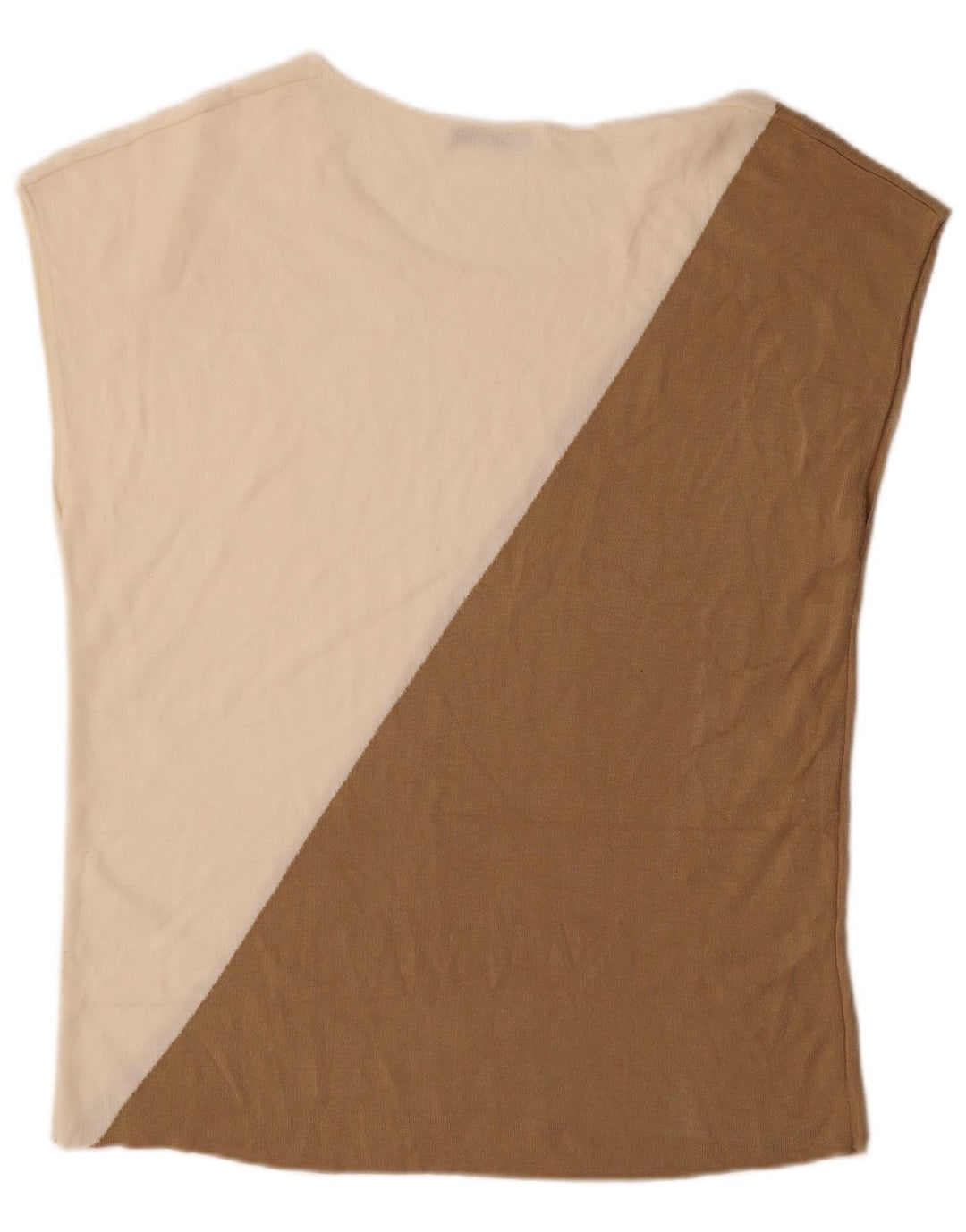 Zara Camiseta feminina oversized Top UK 10 Small Bege Colourblock