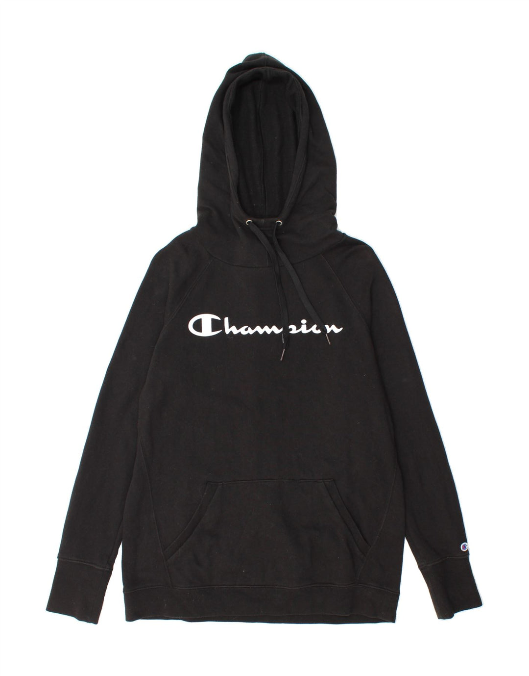 CHAMPION Mens Graphic Hoodie Jumper Small Black Cotton Vintage Champion and Second-Hand Champion from Messina Hembry 