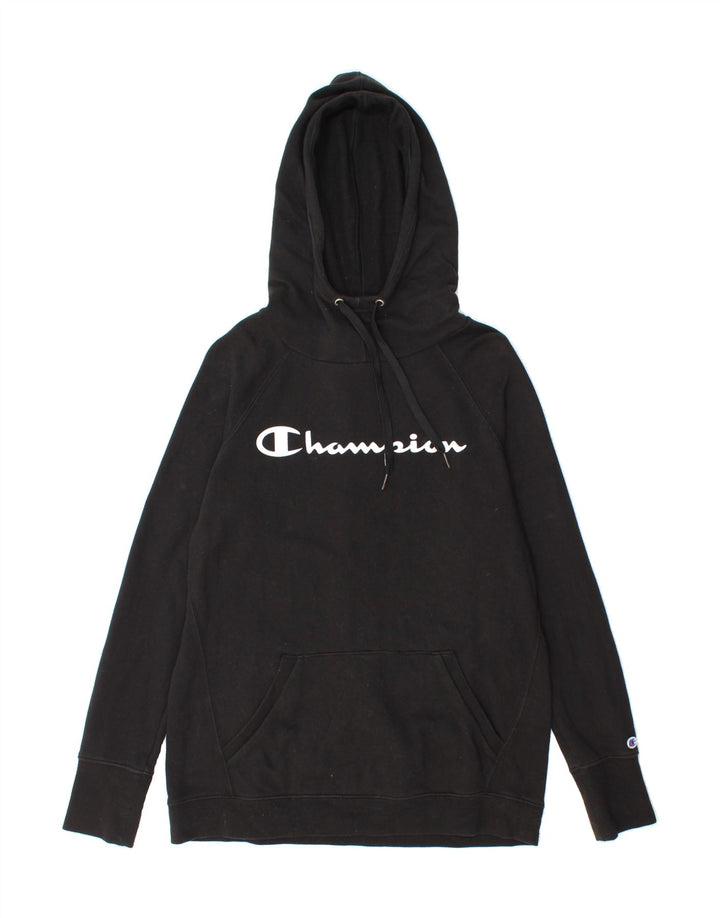 CHAMPION Mens Graphic Hoodie Jumper Small Black Cotton Vintage Champion and Second-Hand Champion from Messina Hembry 