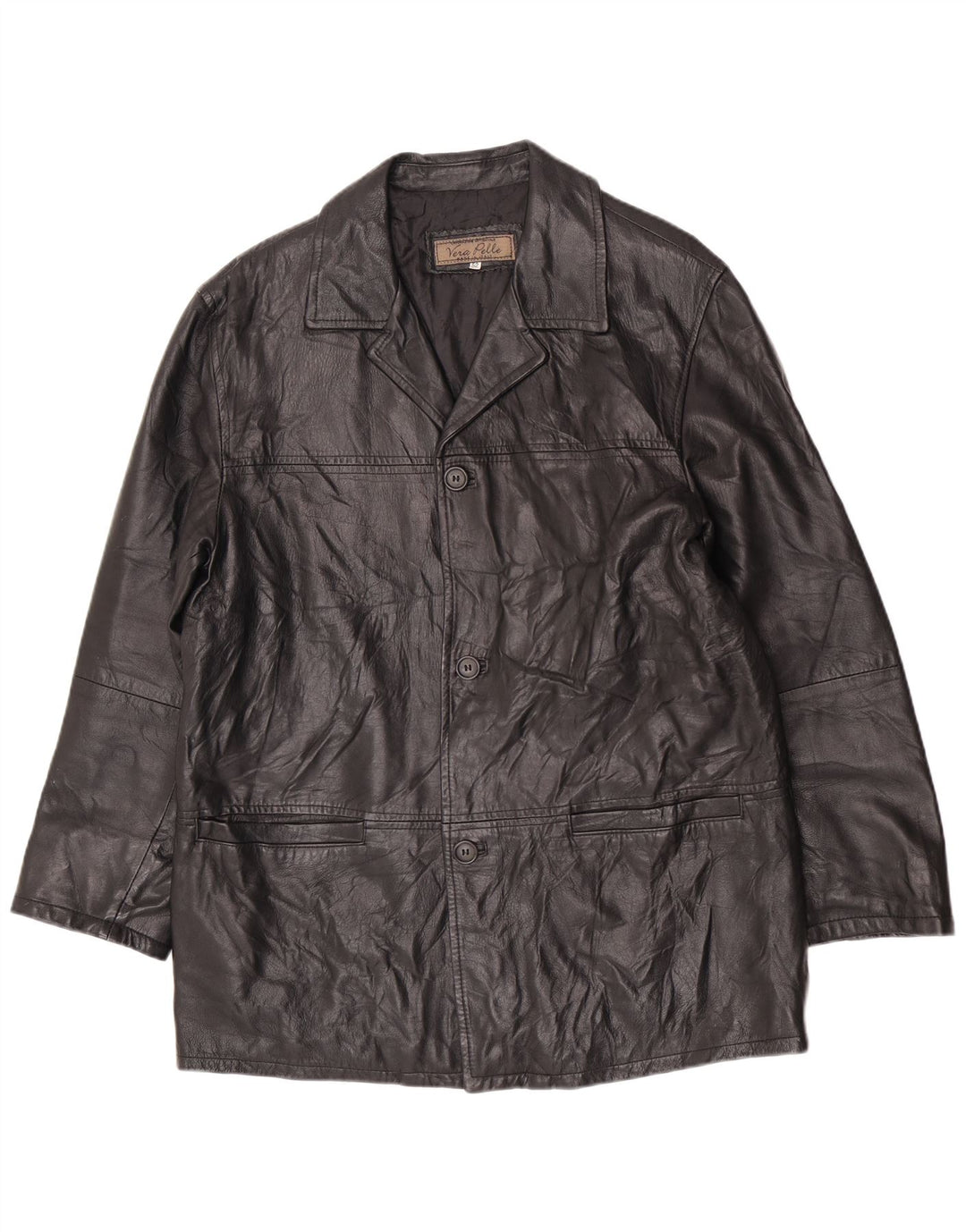 Jaqueta de couro masculina vintage UK 38 média preta clássica