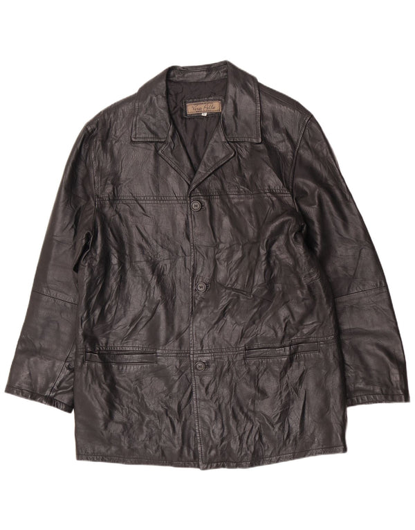 Jaqueta de couro masculina vintage UK 38 média preta clássica