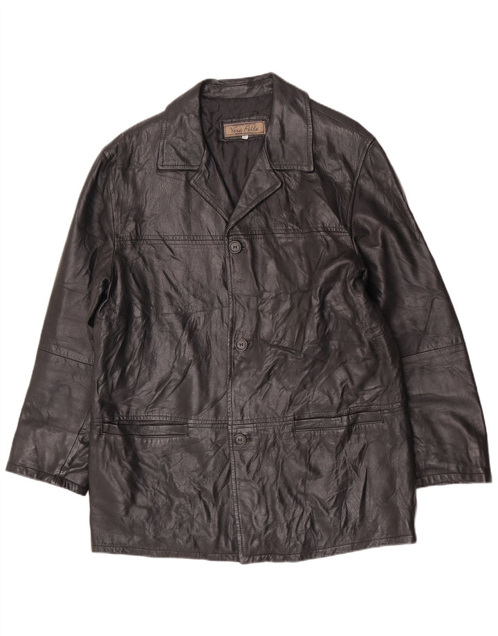 Jaqueta de couro masculina vintage UK 38 média preta clássica