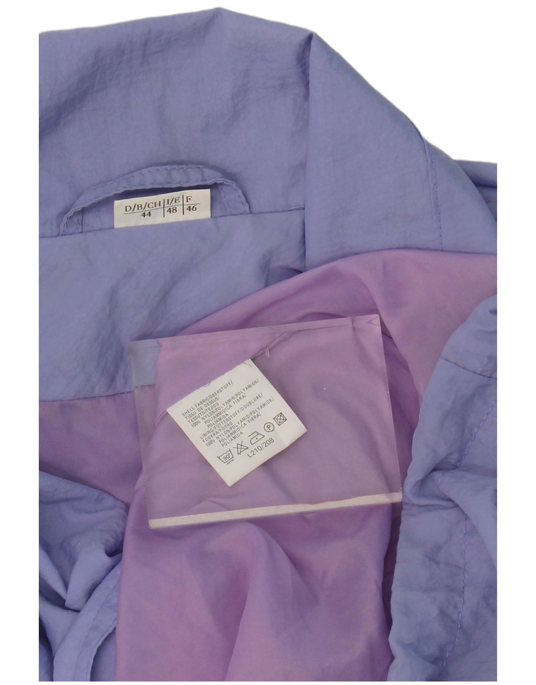 Capa de chuva feminina VINTAGE oversized EU 46 XL roxo nylon
