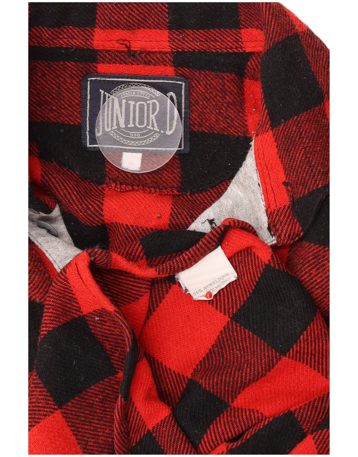 Junior.D Pulôver masculino de flanela XL vermelho xadrez acrílico