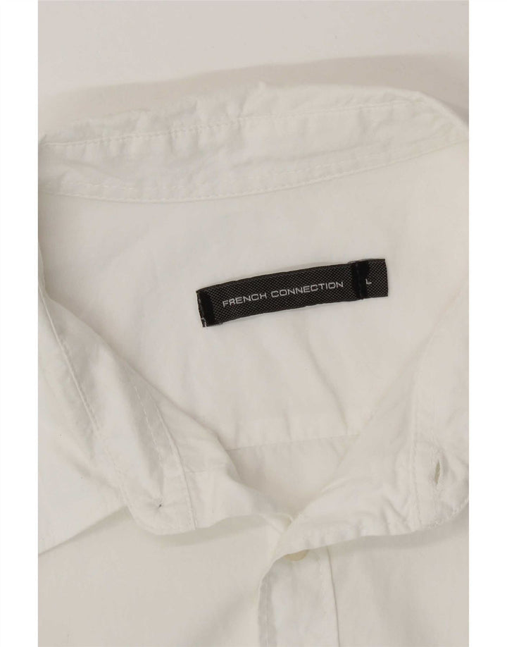 Camisa masculina French Connection grande algodão branco