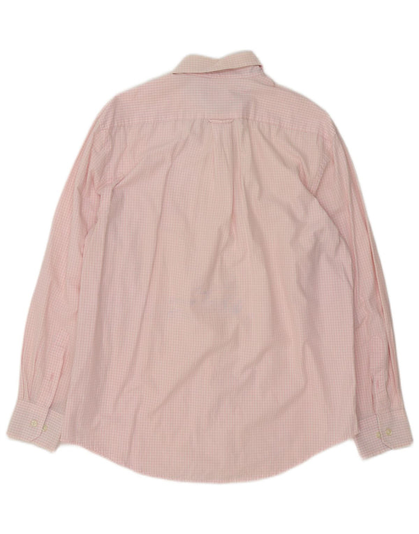 Camisa masculina Izod de algodão guingão rosa médio