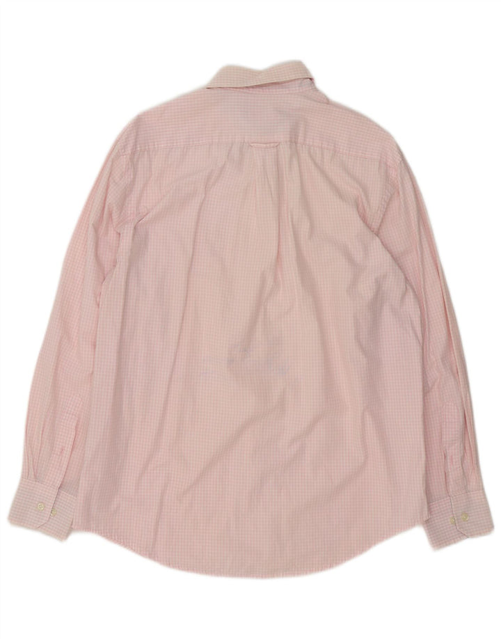 Camisa masculina Izod de algodão guingão rosa médio