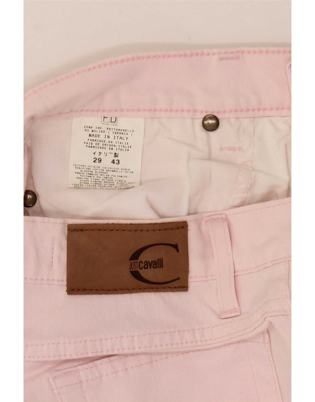 Jeans retos femininos Just Cavalli W29 L31 algodão rosa