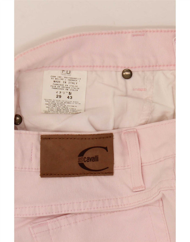 Jeans retos femininos Just Cavalli W29 L31 algodão rosa