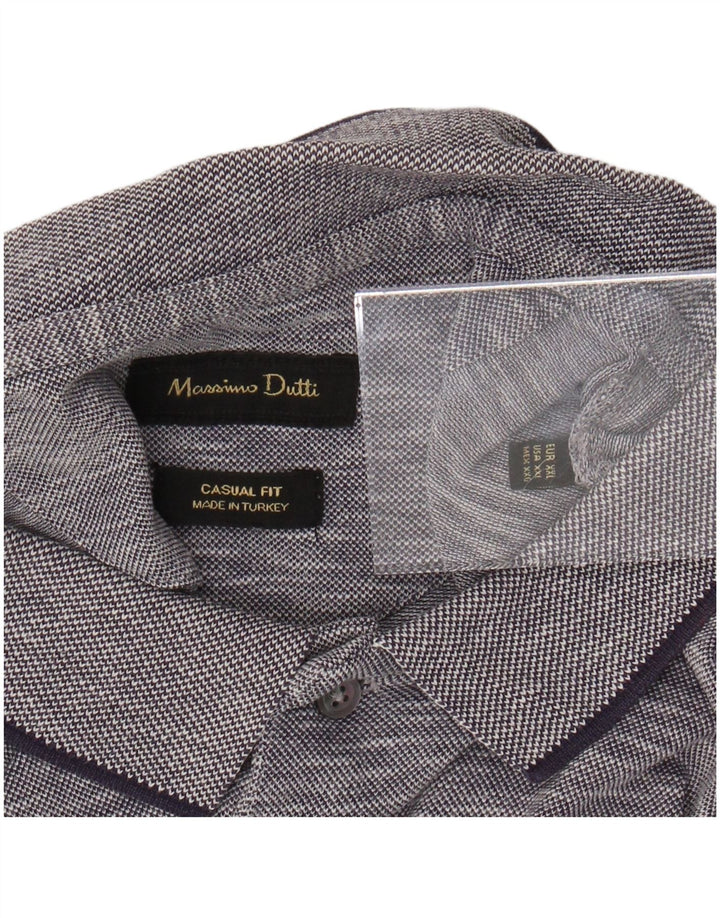 Camisa polo masculina MASSIMO DUTTI casual fit 2XL azul marinho manchado