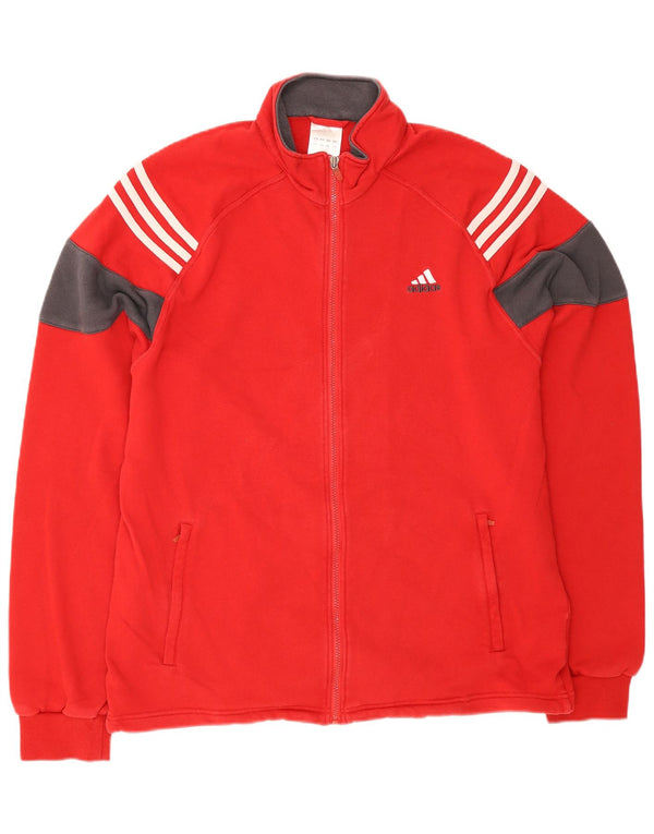 Adidas Mens Tracksuit Top Jacket UK 48/50 XL Vermelho Colorblock Algodão