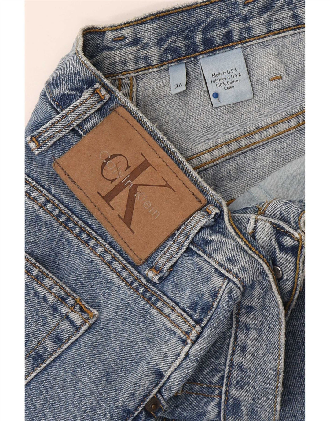 Shorts jeans masculino Calvin Klein W36 grande algodão azul