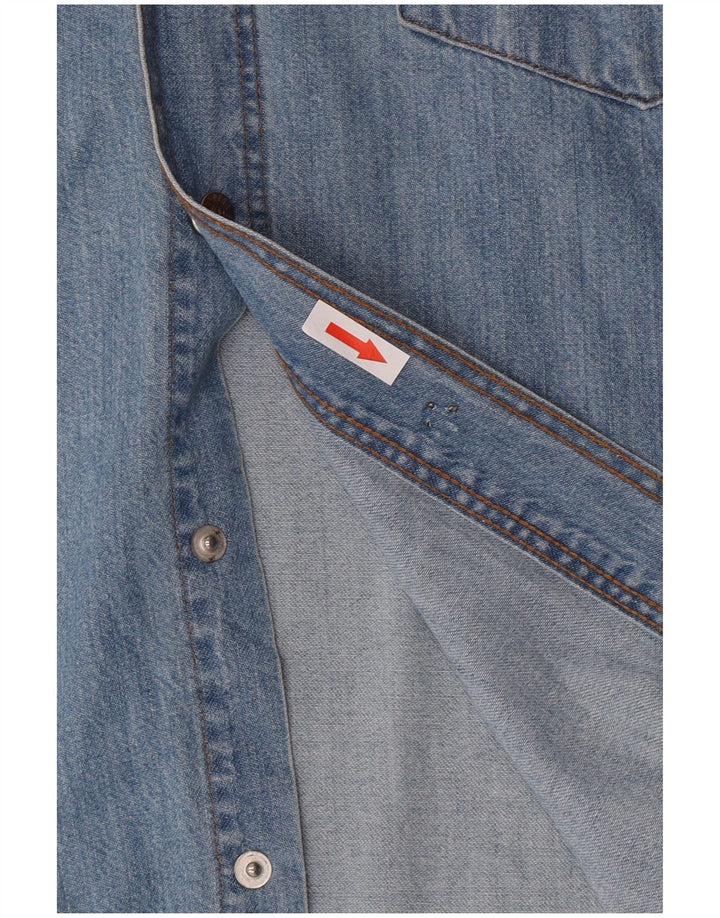 Camisa jeans masculina Carrera grande algodão azul