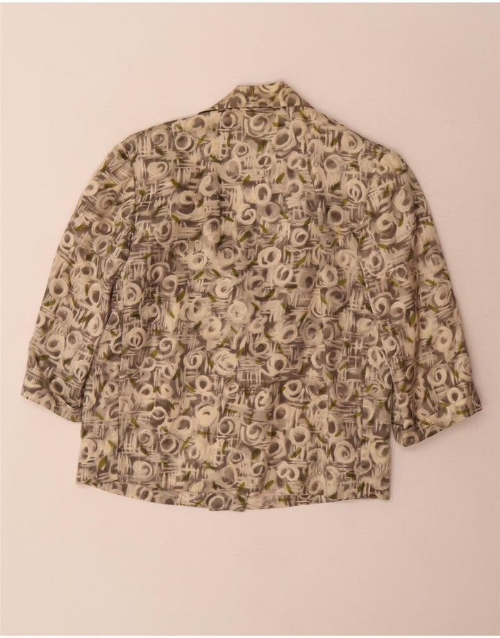 Conjunto de 2 peças vintage feminino com padrão abstrato manga 3/4 Reino Unido 12 cinza médio