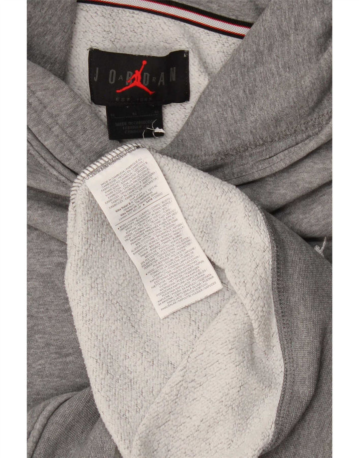 Jordan moletom com capuz masculino cinza médio algodão manchado