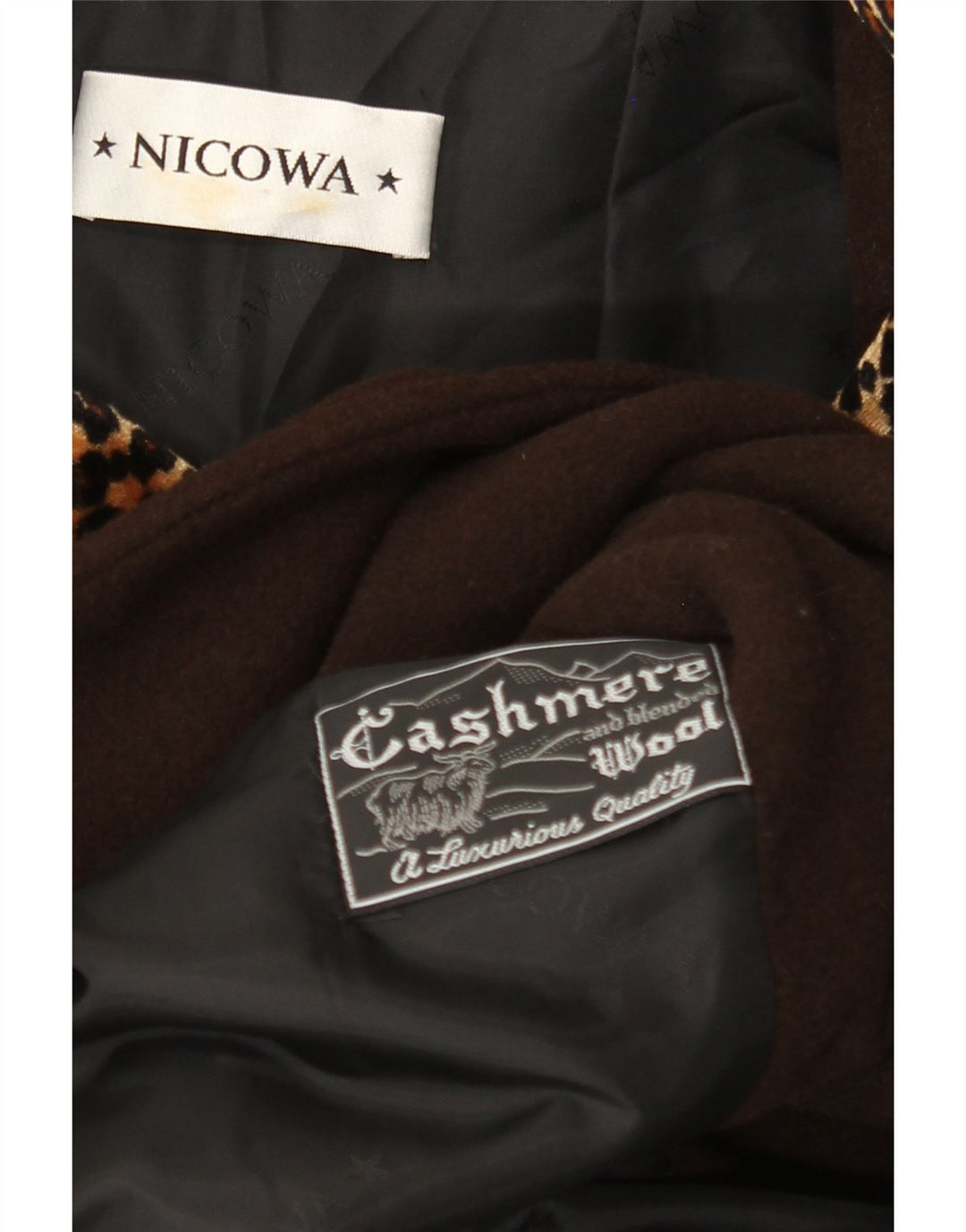 Casaco feminino NICOWA com peito duplo Reino Unido 18 XL marrom animal estampa caxemira