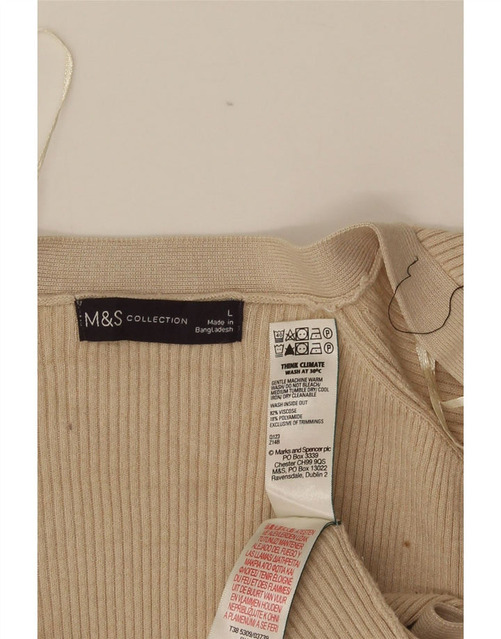 Marks & Spencer Suéter feminino Longline Open Cardigan Reino Unido 14 Grande Bege