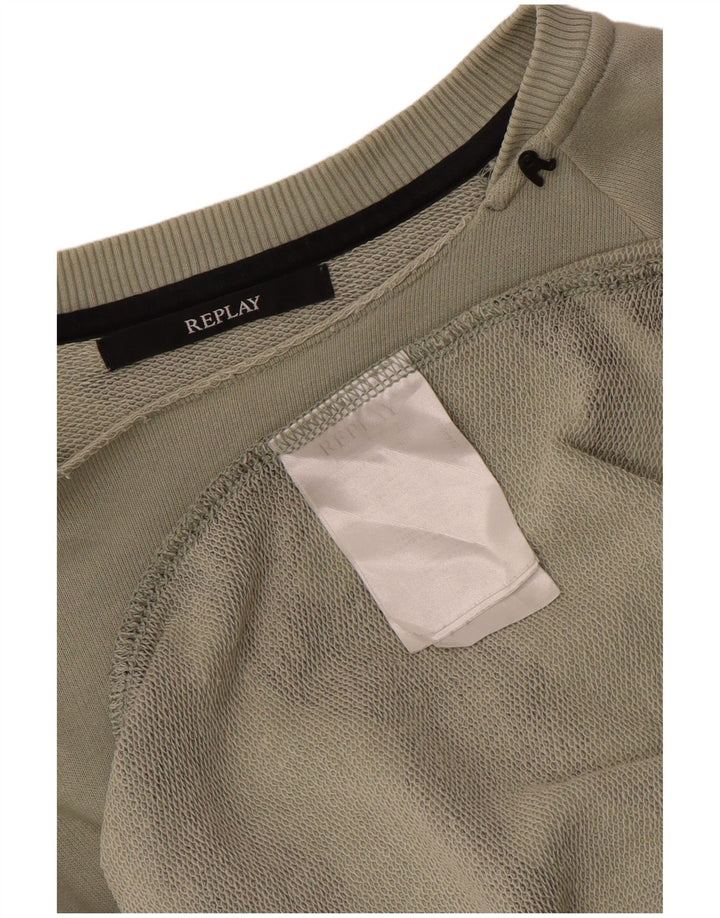 Replay moletom gráfico masculino jumper médio cáqui algodão camuflado