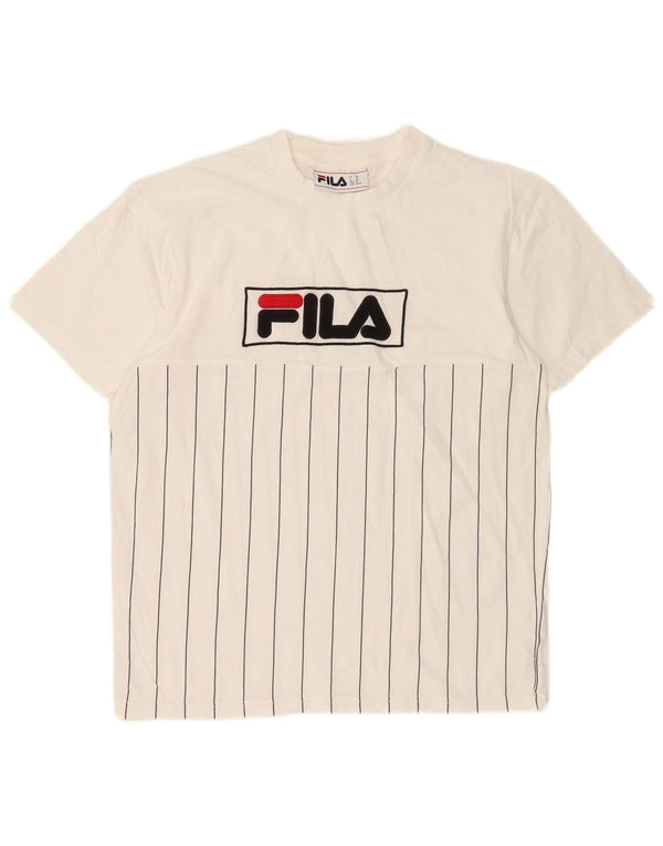 Fila Mens Graphic T-Shirt Top XS Algodão Listrado Branco