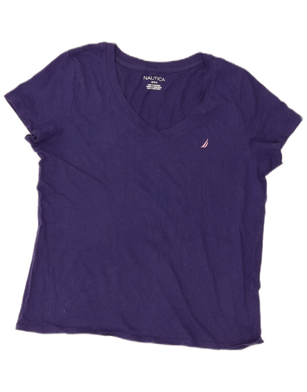 Camiseta feminina Nautica UK 14 algodão azul marinho médio