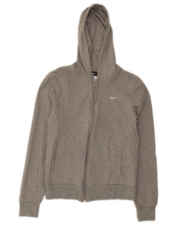 Suéter Nike feminino com capuz e zíper UK 10 pequeno algodão cinza