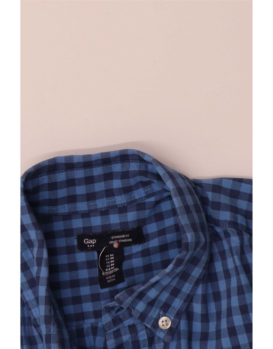 Camisa masculina de ajuste padrão Gap algodão guingão azul médio