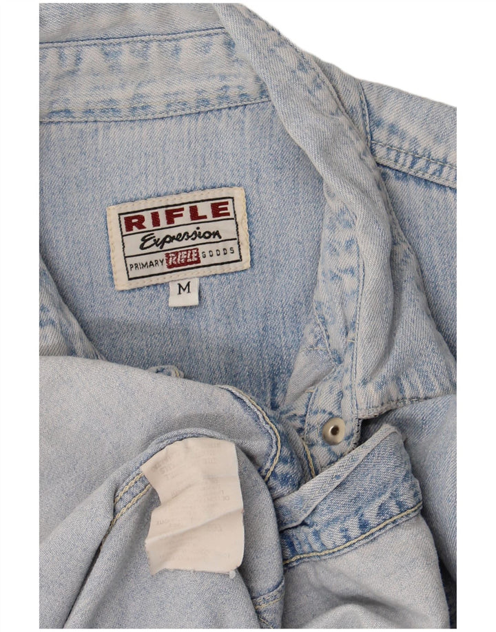 Camisa jeans feminina Rifle UK 14 algodão azul médio