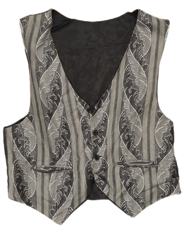 Colete vintage masculino abstrato Padrão pequeno rayon cinza