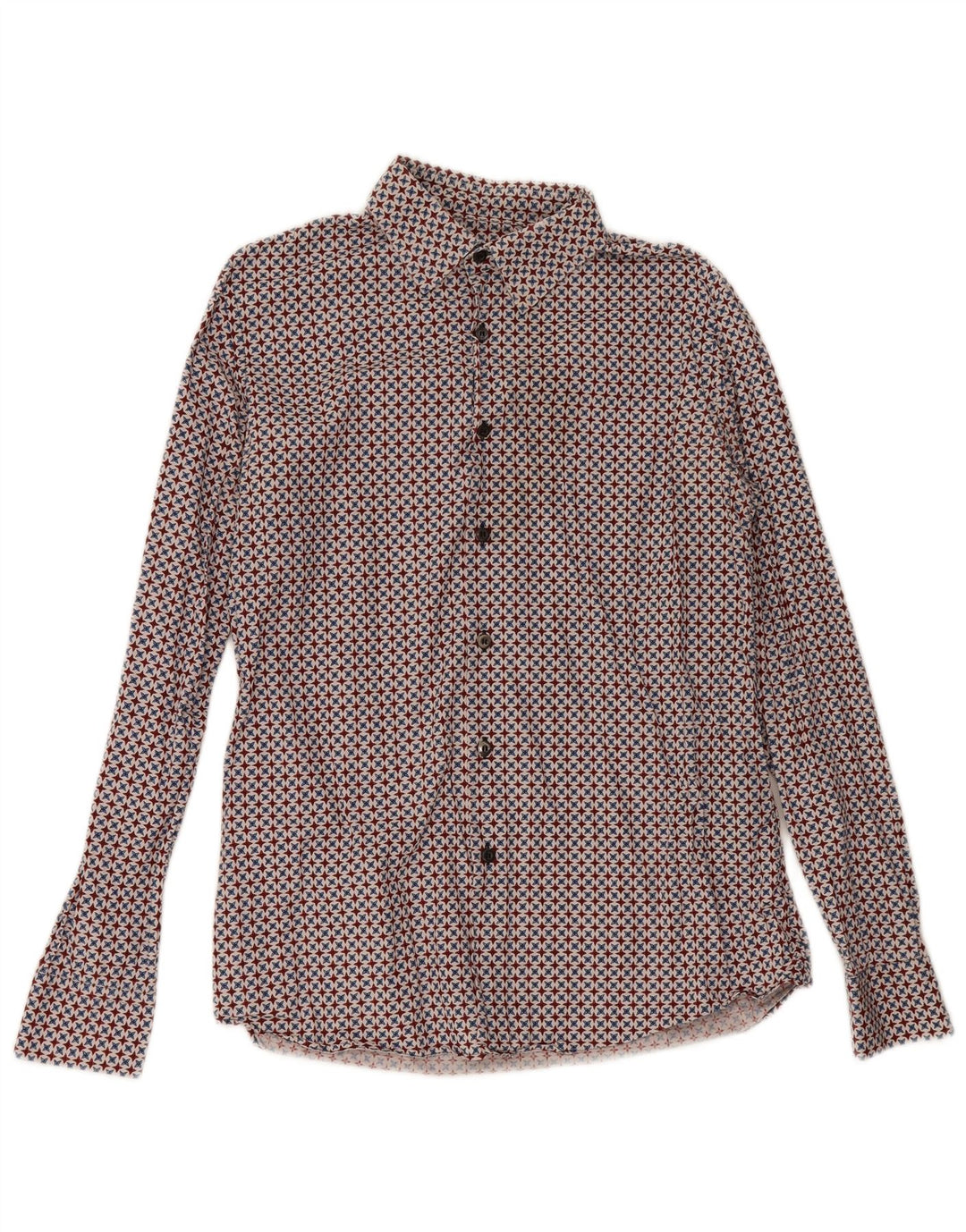 Camisa masculina Prada tamanho 16 41 grande algodão geométrico multicolorido