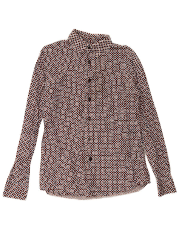 Camisa masculina Prada tamanho 16 41 grande algodão geométrico multicolorido