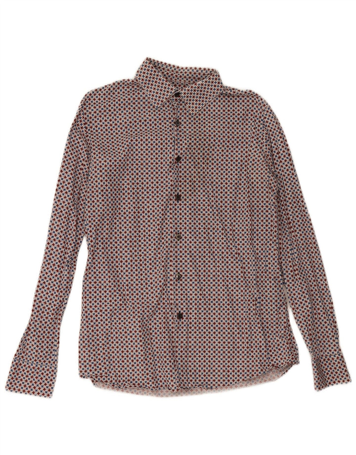 Camisa masculina Prada tamanho 16 41 grande algodão geométrico multicolorido