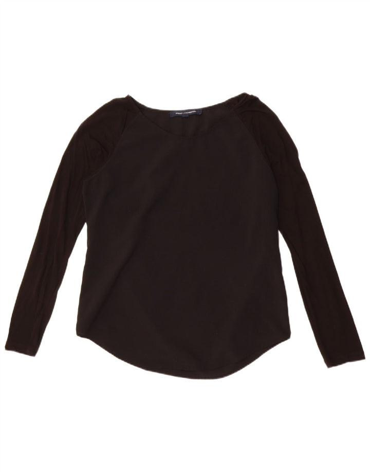 Blusa feminina de manga comprida French Connection UK 10 pequena Lyocell preta