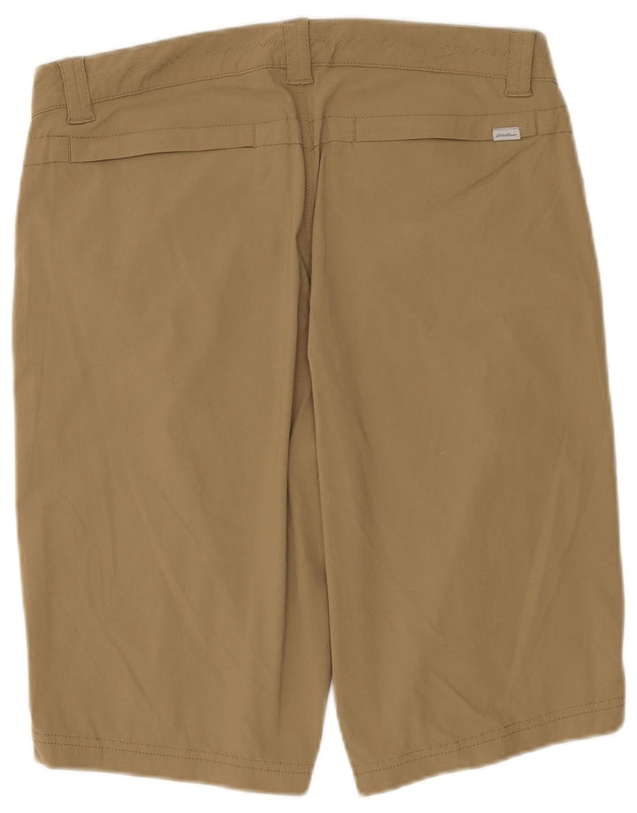 Shorts casuais femininos Eddie Bauer US 8 médio W32 algodão cáqui