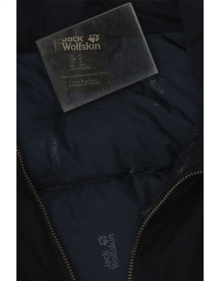 Casaco feminino Jack Wolfskin com capuz grande acolchoado Reino Unido 8/10 pequeno azul marinho