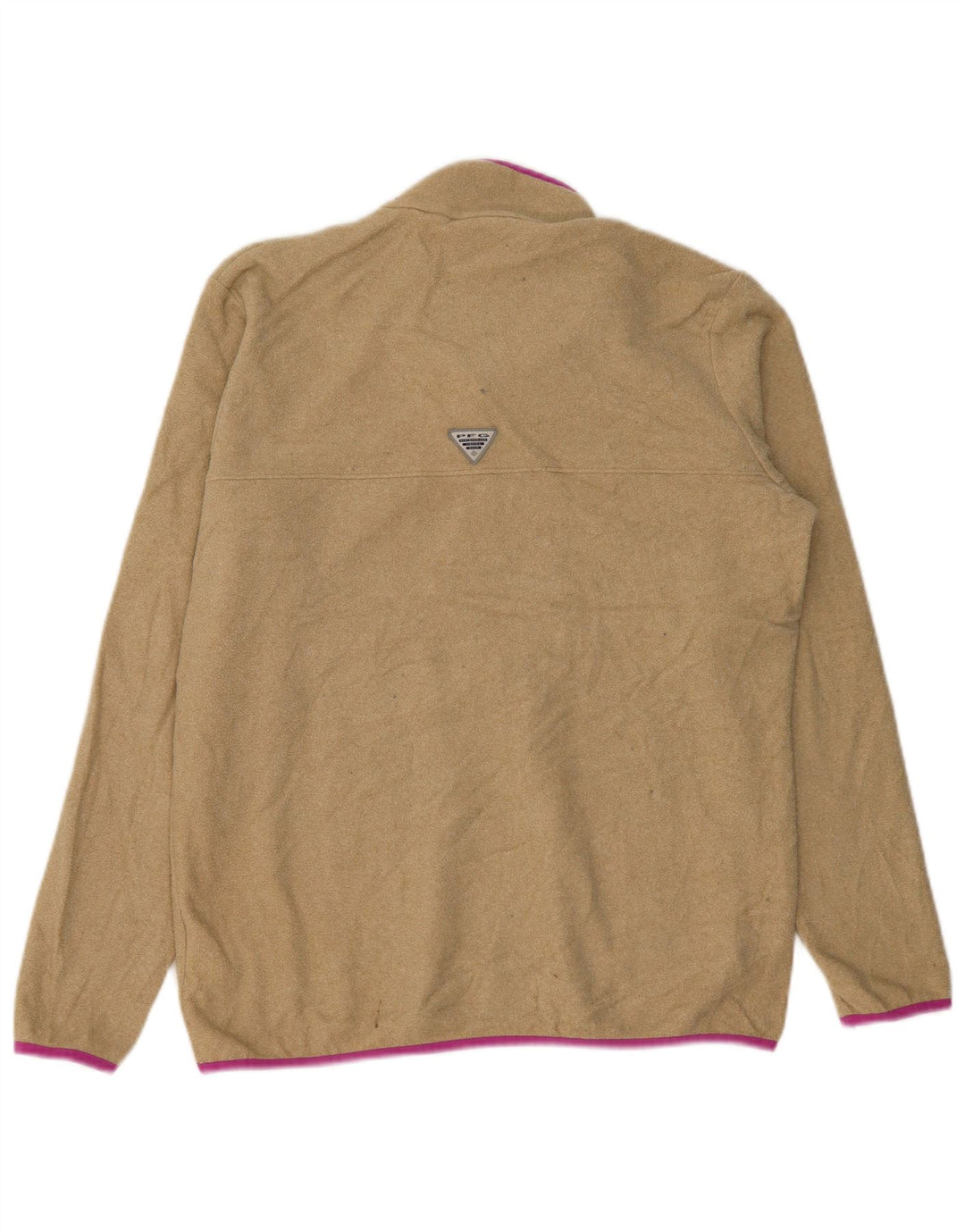 Columbia Suéter feminino de lã com gola redonda e botão UK 18 XL bege poliéster