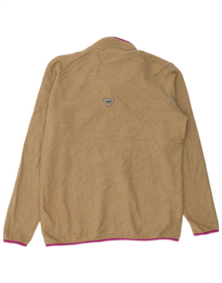 Columbia Suéter feminino de lã com gola redonda e botão UK 18 XL bege poliéster