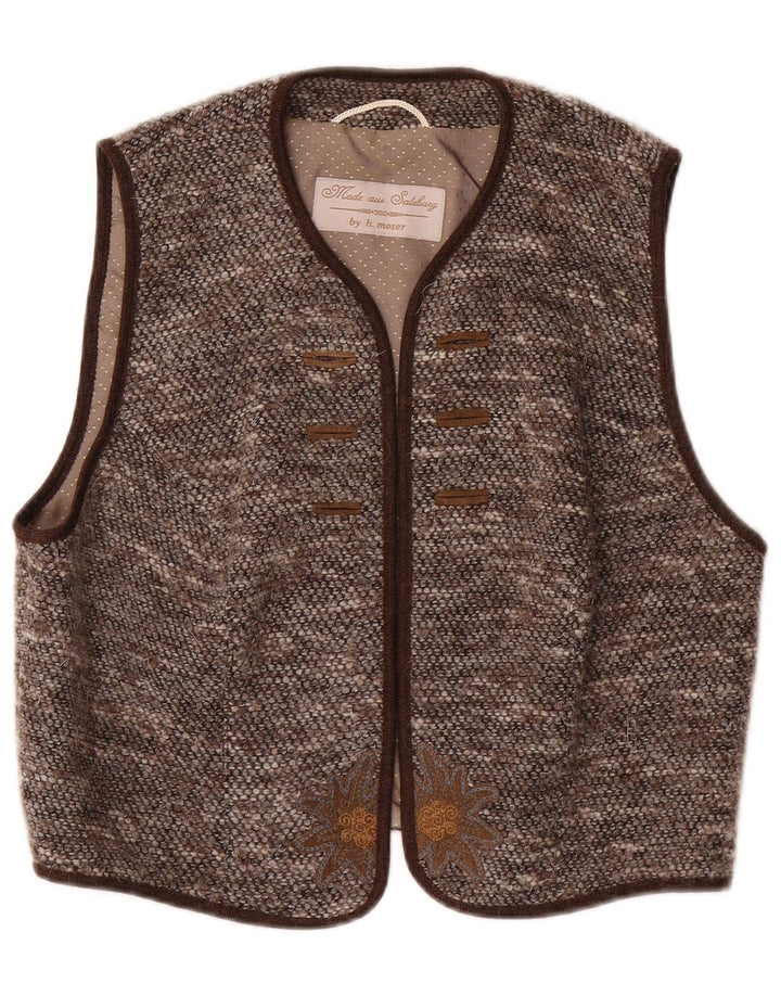 H.MOSER Colete feminino aberto IT 44 marrom médio floral poliacrílico