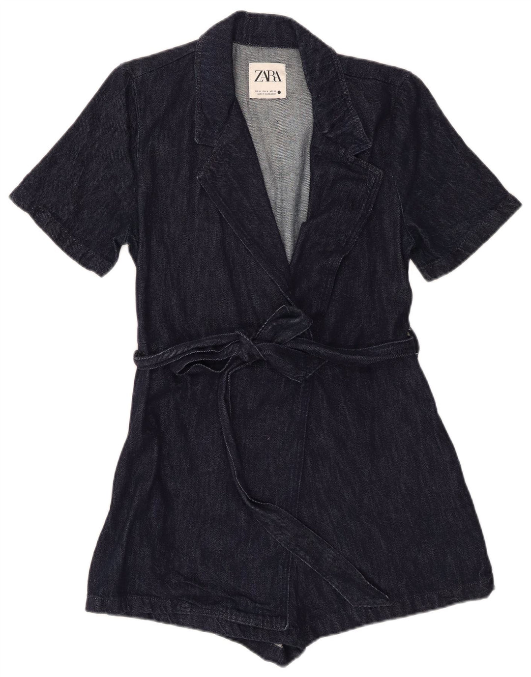 Zara Womens Denim Playsuit Reino Unido 12 Médio Azul Marinho