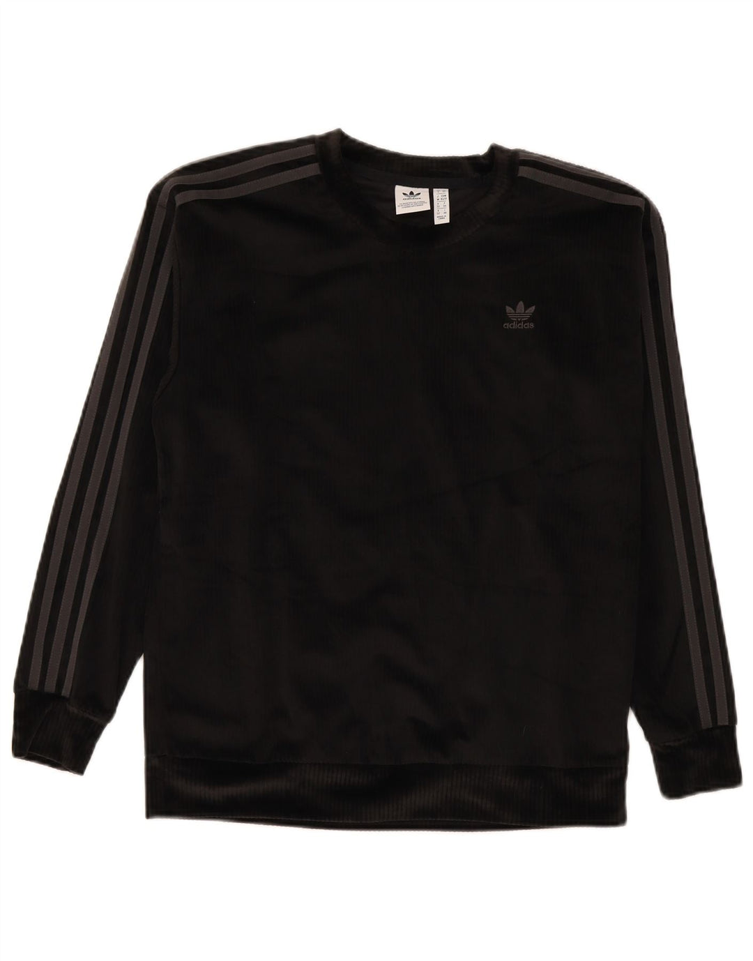 Adidas feminino oversized veludo moletom jumper reino unido 6 xs preto poliéster