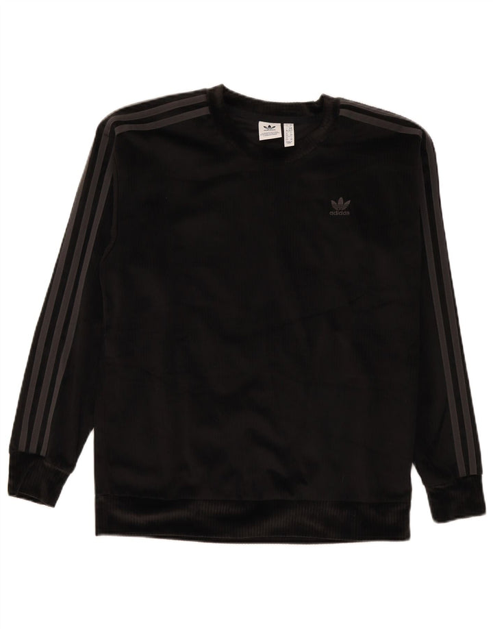 Adidas feminino oversized veludo moletom jumper reino unido 6 xs preto poliéster
