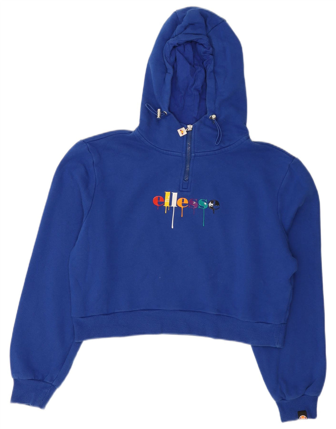 ELLESSE Suéter feminino oversized com capuz e zíper gráfico UK 10 pequeno azul