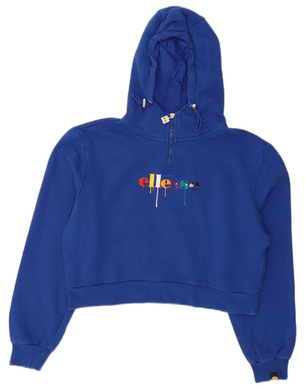 ELLESSE Suéter feminino oversized com capuz e zíper gráfico UK 10 pequeno azul