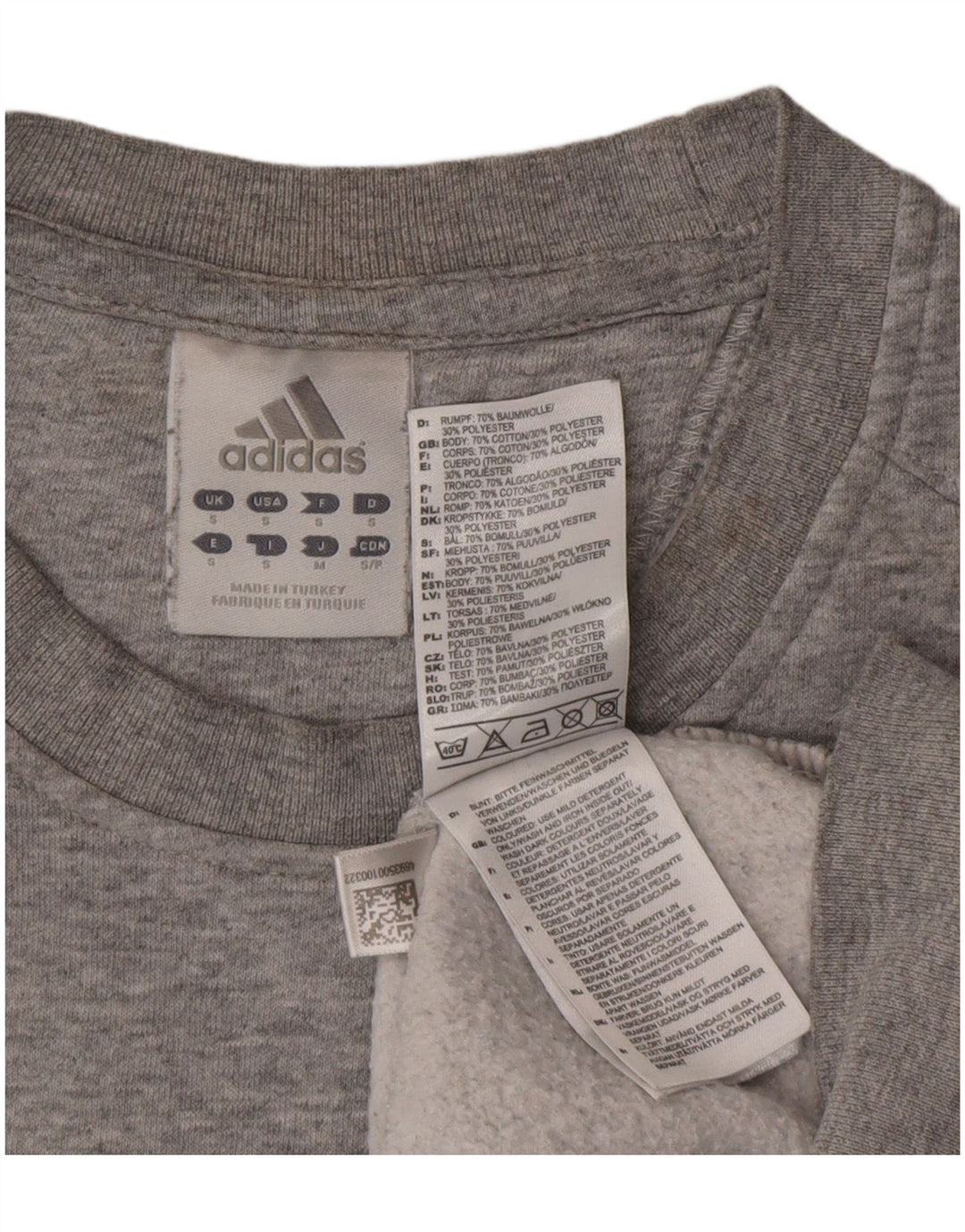 Adidas Mens Graphic Moletom Jumper Pequeno Algodão Cinza