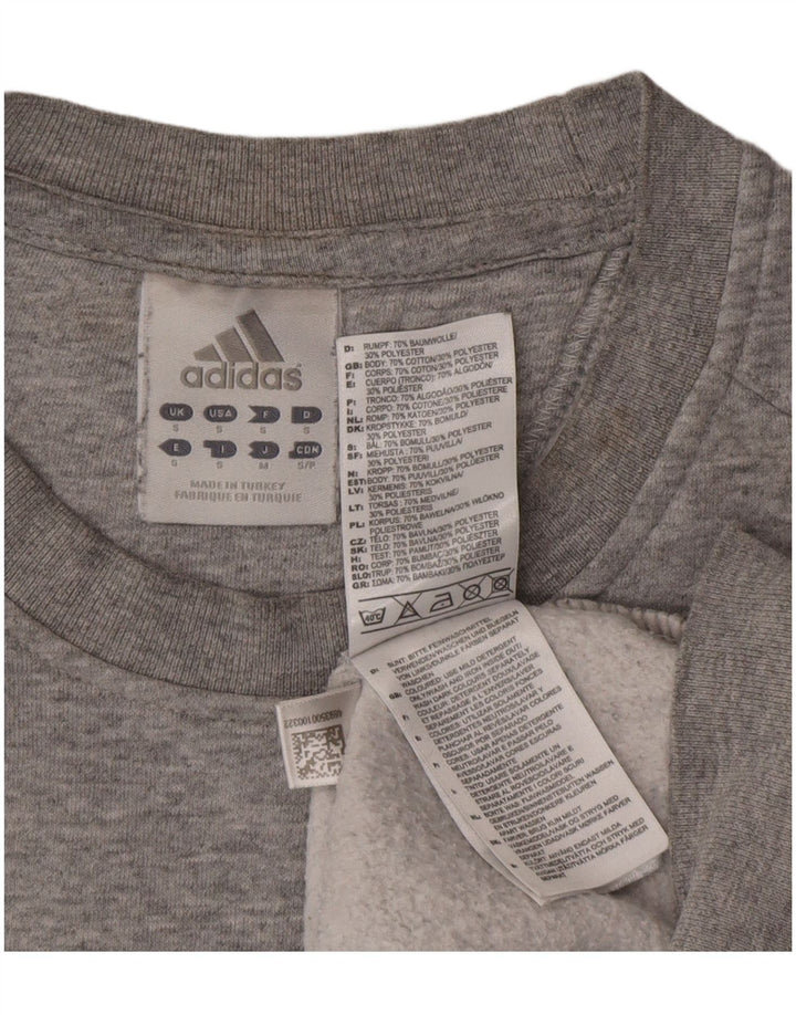 Adidas Mens Graphic Moletom Jumper Pequeno Algodão Cinza