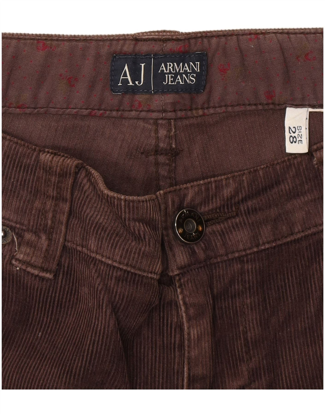 Calça feminina slim de veludo ARMANI W28 L30 marrom