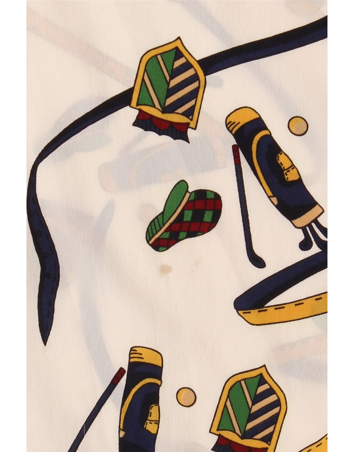Camisa feminina VINTAGE com padrão abstrato transparente IT 42 médio branco