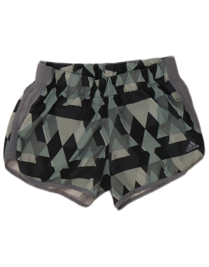 Shorts esportivos femininos Adidas UK 14 cinza médio geométrico