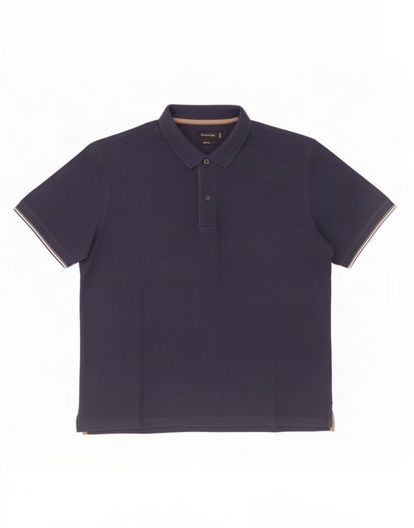 Camisa polo masculina Massimo Dutti Slim Fit 2XL algodão azul marinho